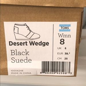 Toms Desert Wedge Black Suede